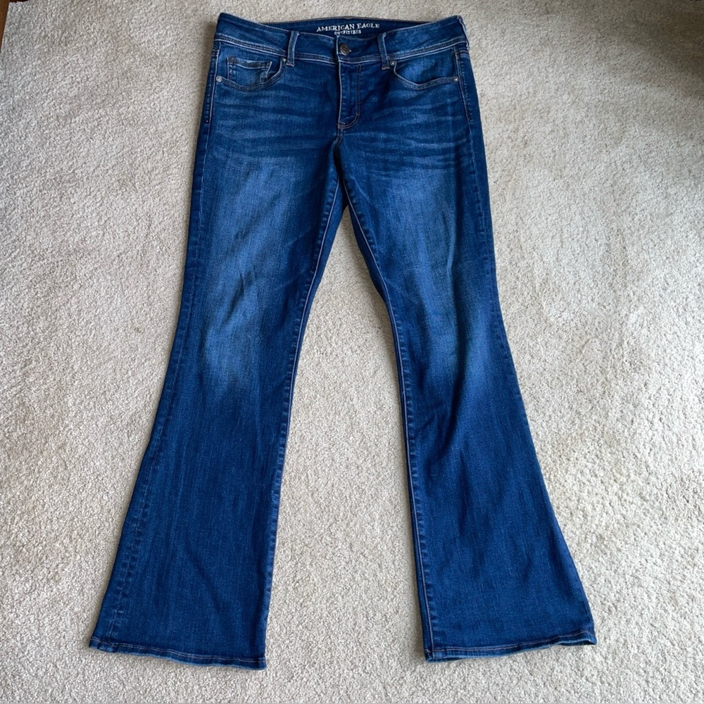 Y2K American Eagle Outfitters Women's Dark Blue Boot Cut Jeans